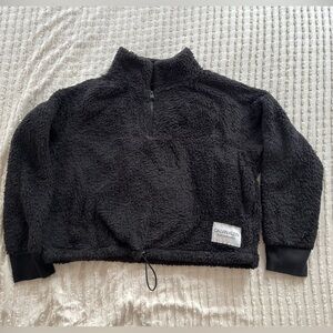 Calvin Klein Performance Women’s Sherpa Fleece Cropped Quarter Zip Sweater Sz XS